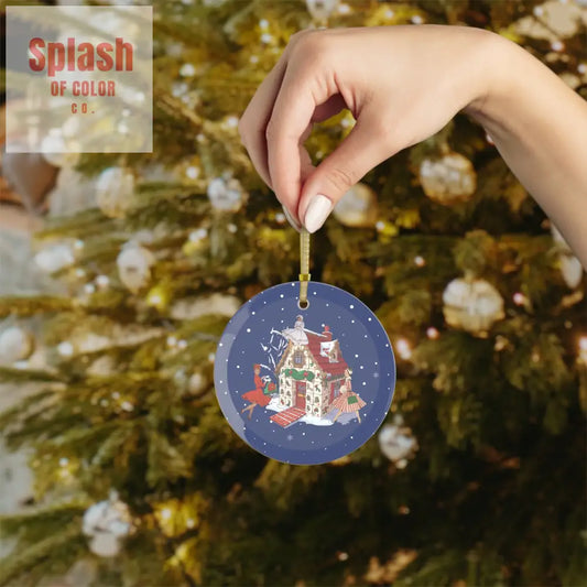 Mahjong Christmas Vintage Gals Whimsical Glass Ornament Mahj House Ornament 1 pc / Round / One Size Home Decor