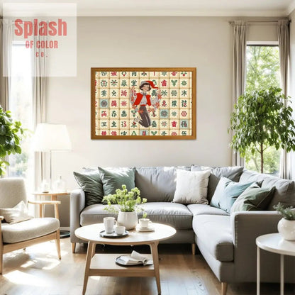 Mahjong Christmas Vintage Nostalgic Whimsical Holiday Mahj Tiles Wooden Jigsaw Puzzle - Splash of Color co.