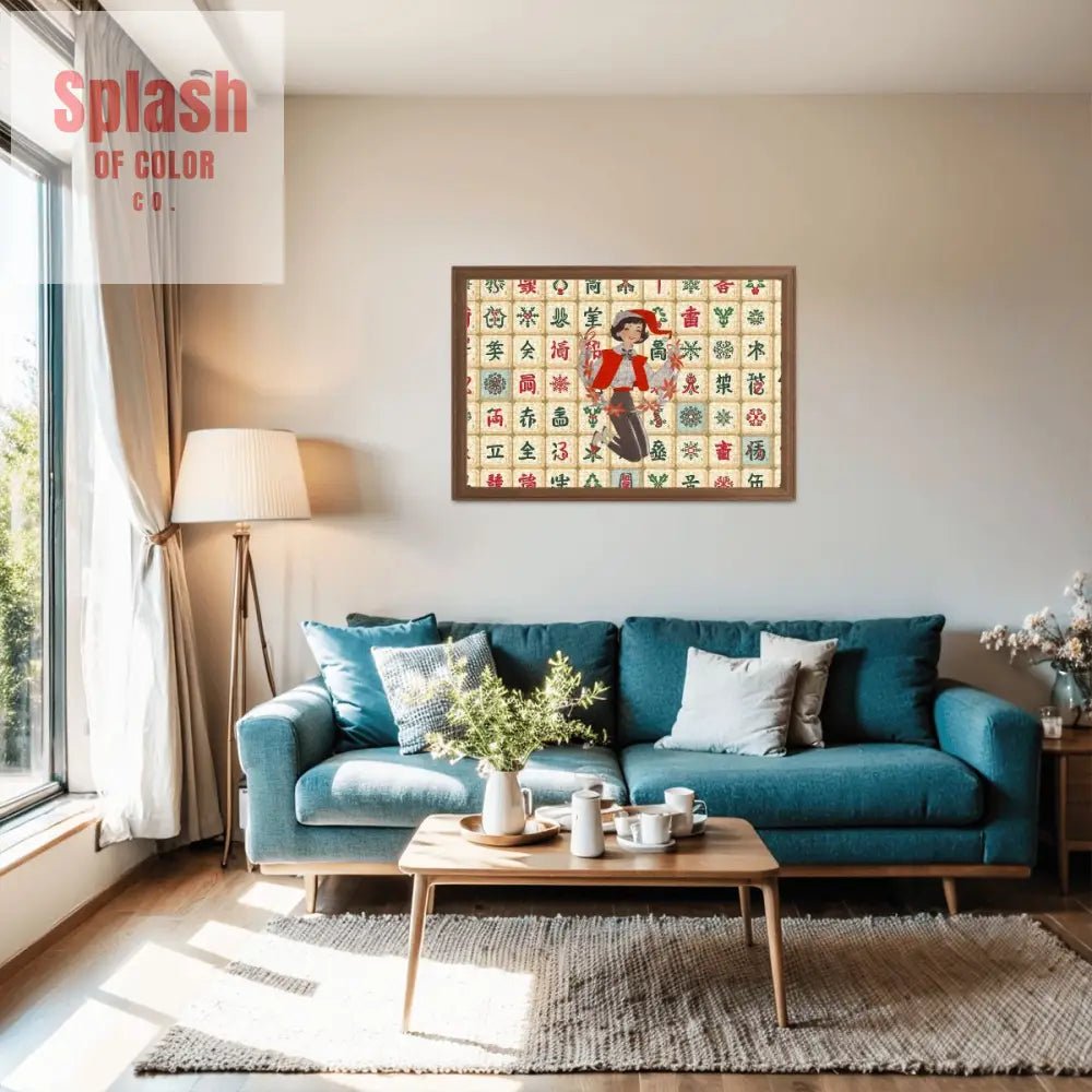 Mahjong Christmas Vintage Nostalgic Whimsical Holiday Mahj Tiles Wooden Jigsaw Puzzle - Splash of Color co.