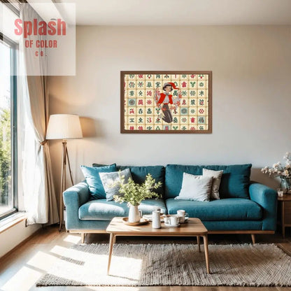 Mahjong Christmas Vintage Nostalgic Whimsical Holiday Mahj Tiles Wooden Jigsaw Puzzle - Splash of Color co.