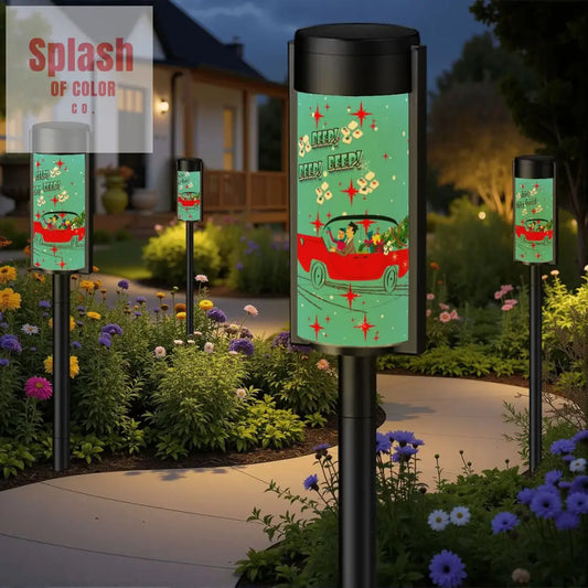 Mahjong Christmas Whimsical Garden Funny Nostalgic Holiday Outdoor Solar Lights 4pcs Garden Decor