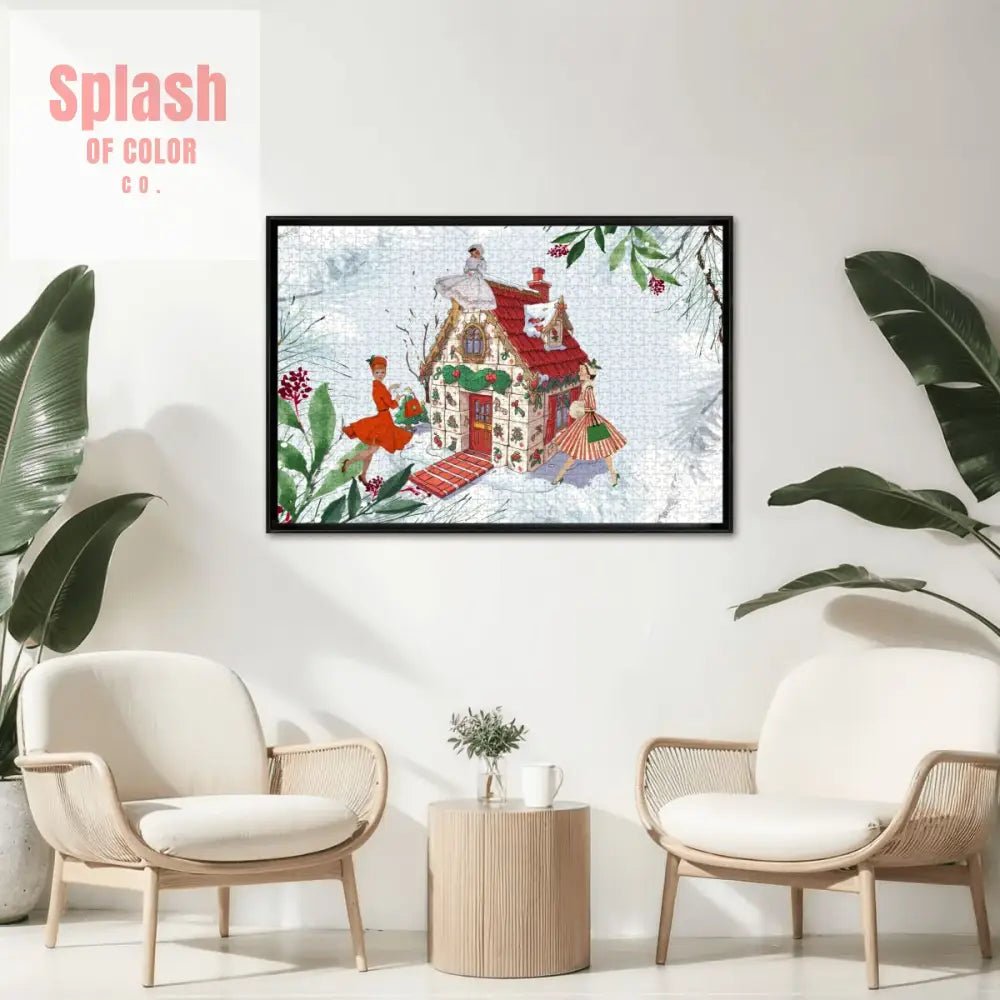 Mahjong Christmas Whimsical Mahj Tile House And Vintage Nostalgia Wooden Jigsaw Puzzles 1000 pcs - Splash of Color co.