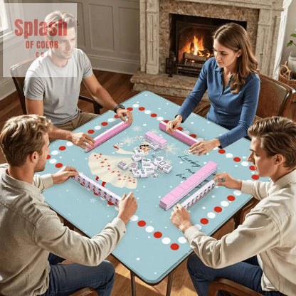 Mahjong Christmas Winter Game Mat Lucky Hands Merry Hearts Nostalgic Christmas Mahjong Mat - Splash of Color co.
