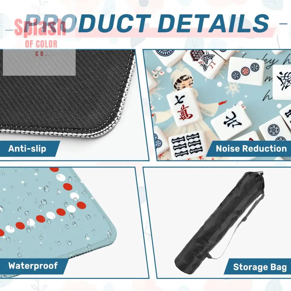 Mahjong Christmas Winter Game Mat Lucky Hands Merry Hearts Nostalgic Christmas Mahjong Mat - Splash of Color co.