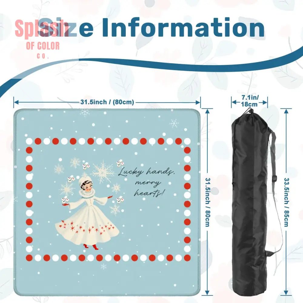 Mahjong Christmas Winter Game Mat Lucky Hands Merry Hearts Nostalgic Christmas Mahjong Mat - Splash of Color co.