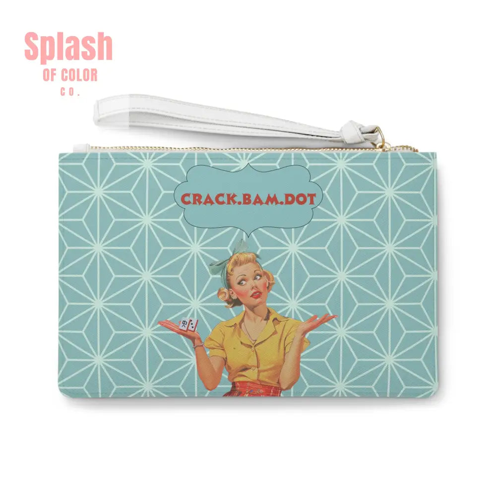 Mahjong Clutch Vintage Glam Clutch Bag Funny Mahjong Crack Bam Dot One size Bags