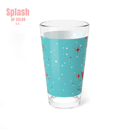 Mahjong Cocktail Shaker Drinking Glass Mahjong Christmas VintageHoliday Mixing Glass - ’Beep Beep! Deck the Halls!’