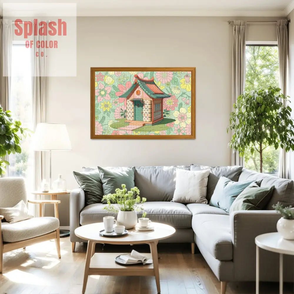 Mahjong Cottage Tile House Floral Fun Wooden Jigsaw Puzzles 1000 pcs - Splash of Color co.