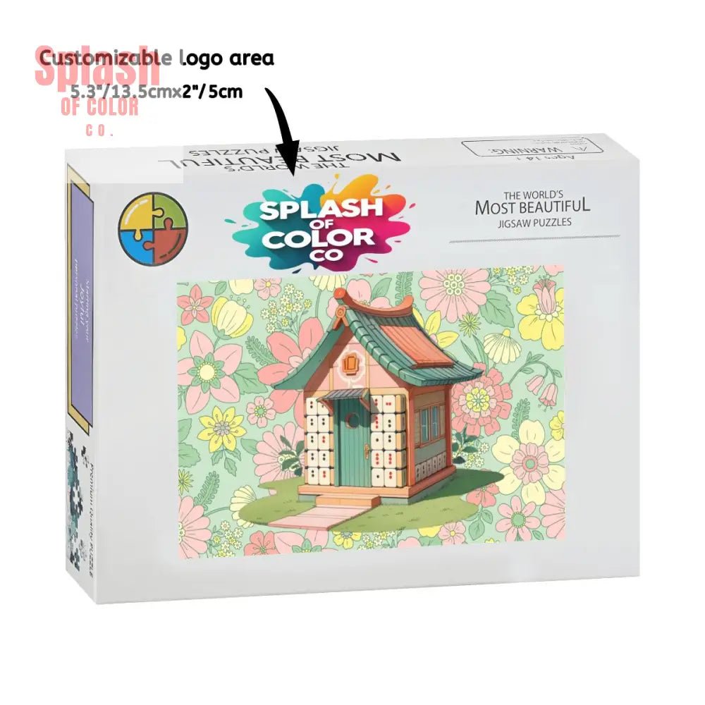 Mahjong Cottage Tile House Floral Fun Wooden Jigsaw Puzzles 1000 pcs - Splash of Color co.