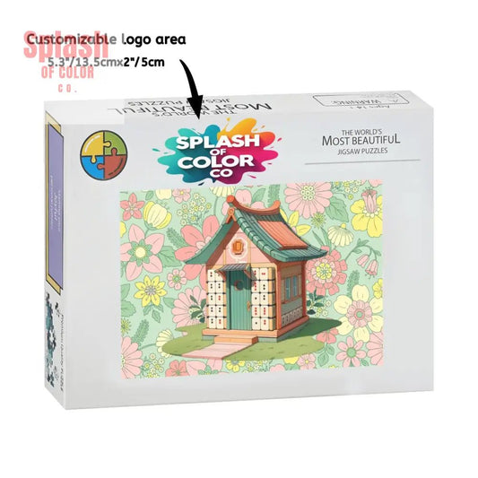 Mahjong Cottage Tile House Floral Fun Wooden Jigsaw Puzzles 1000 pcs - Splash of Color co.