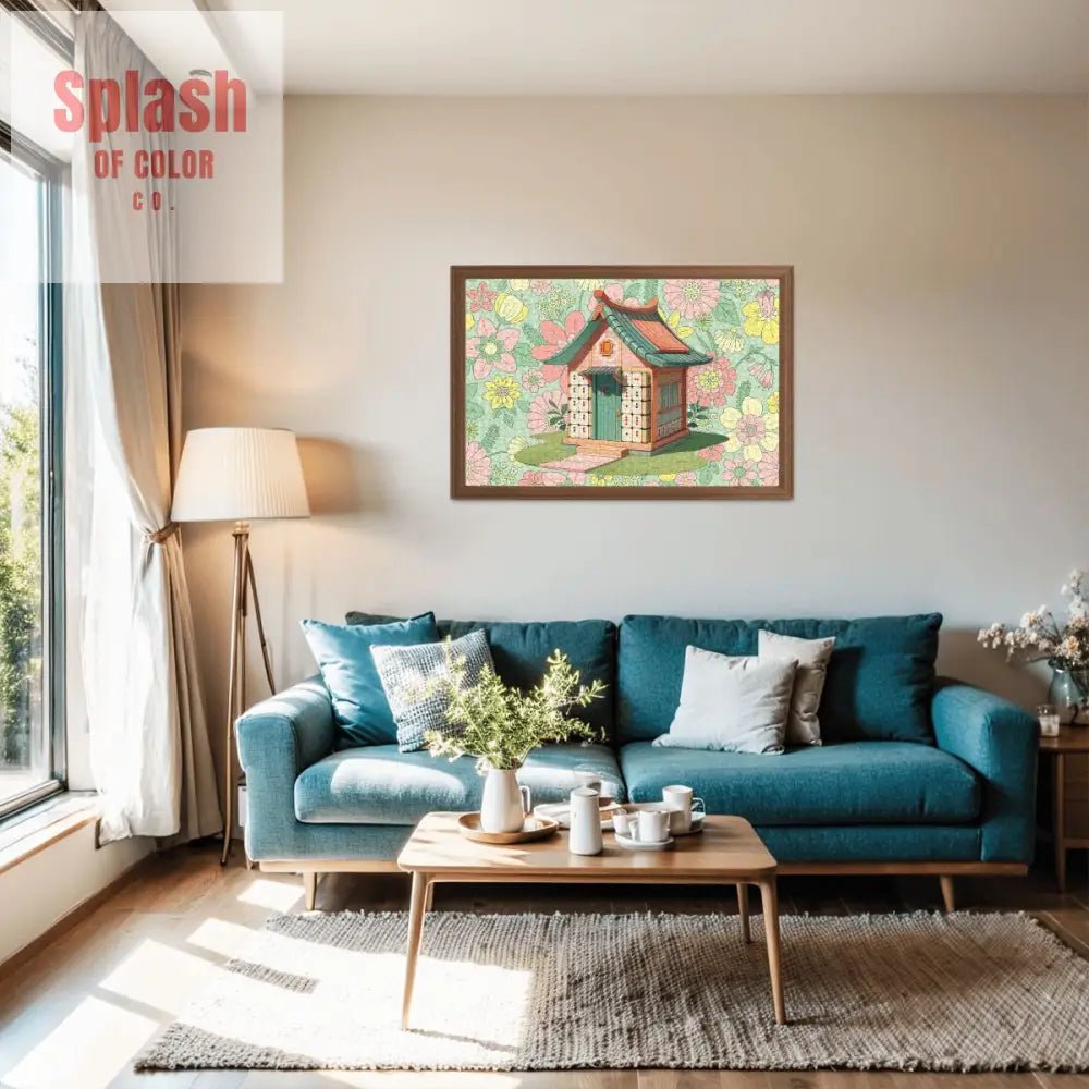 Mahjong Cottage Tile House Floral Fun Wooden Jigsaw Puzzles 1000 pcs - Splash of Color co.