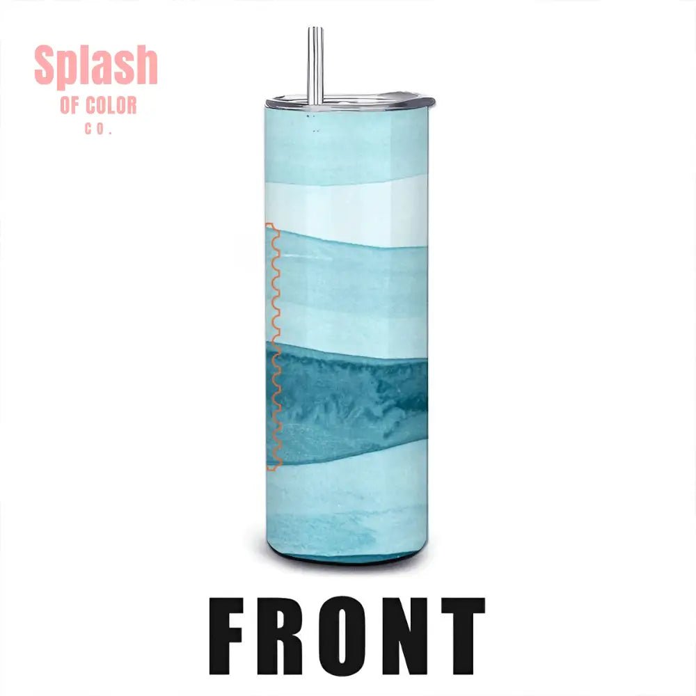 Mahjong Cruise Ship, Set Sail Wavy Blue 20oz Straight Stainless Steel Tumbler with Straw - Splash of Color co.