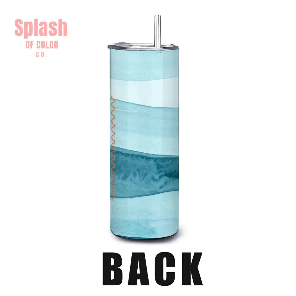 Mahjong Cruise Ship, Set Sail Wavy Blue 20oz Straight Stainless Steel Tumbler with Straw - Splash of Color co.