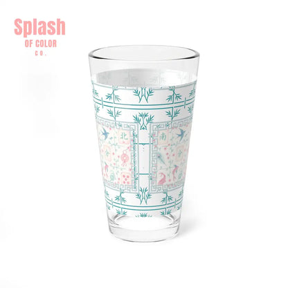 Mahjong Drinkware Pastel Tiles Charming Mixing Glass 16oz – Vintage Floral Design Perfect Mahjong Gift 16oz Mug