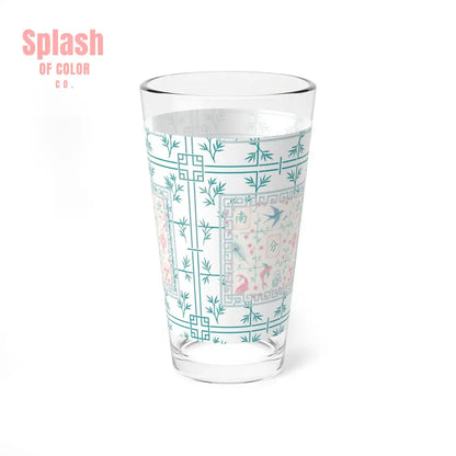 Mahjong Drinkware Pastel Tiles Charming Mixing Glass 16oz – Vintage Floral Design Perfect Mahjong Gift 16oz Mug