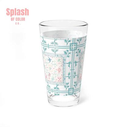 Mahjong Drinkware Pastel Tiles Charming Mixing Glass 16oz – Vintage Floral Design Perfect Mahjong Gift 16oz Mug