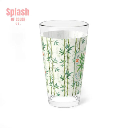 Mahjong Drinkware Pretty Watercolor Bamboo Trees Mahjong Bamboo Tile Illustration Barware Cocktail Mixer Glass - 16oz