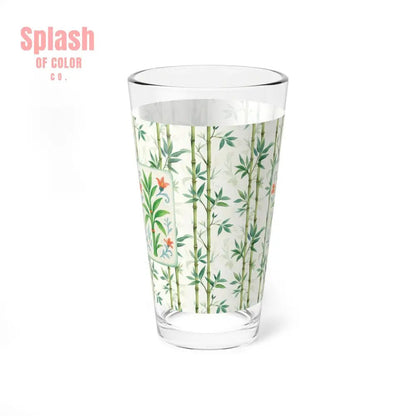 Mahjong Drinkware Pretty Watercolor Bamboo Trees Mahjong Bamboo Tile Illustration Barware Cocktail Mixer Glass - 16oz