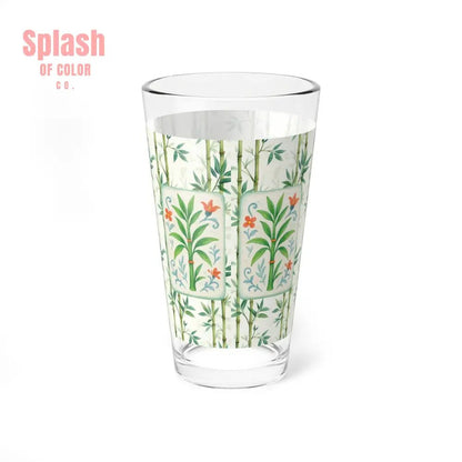 Mahjong Drinkware Pretty Watercolor Bamboo Trees Mahjong Bamboo Tile Illustration Barware Cocktail Mixer Glass - 16oz