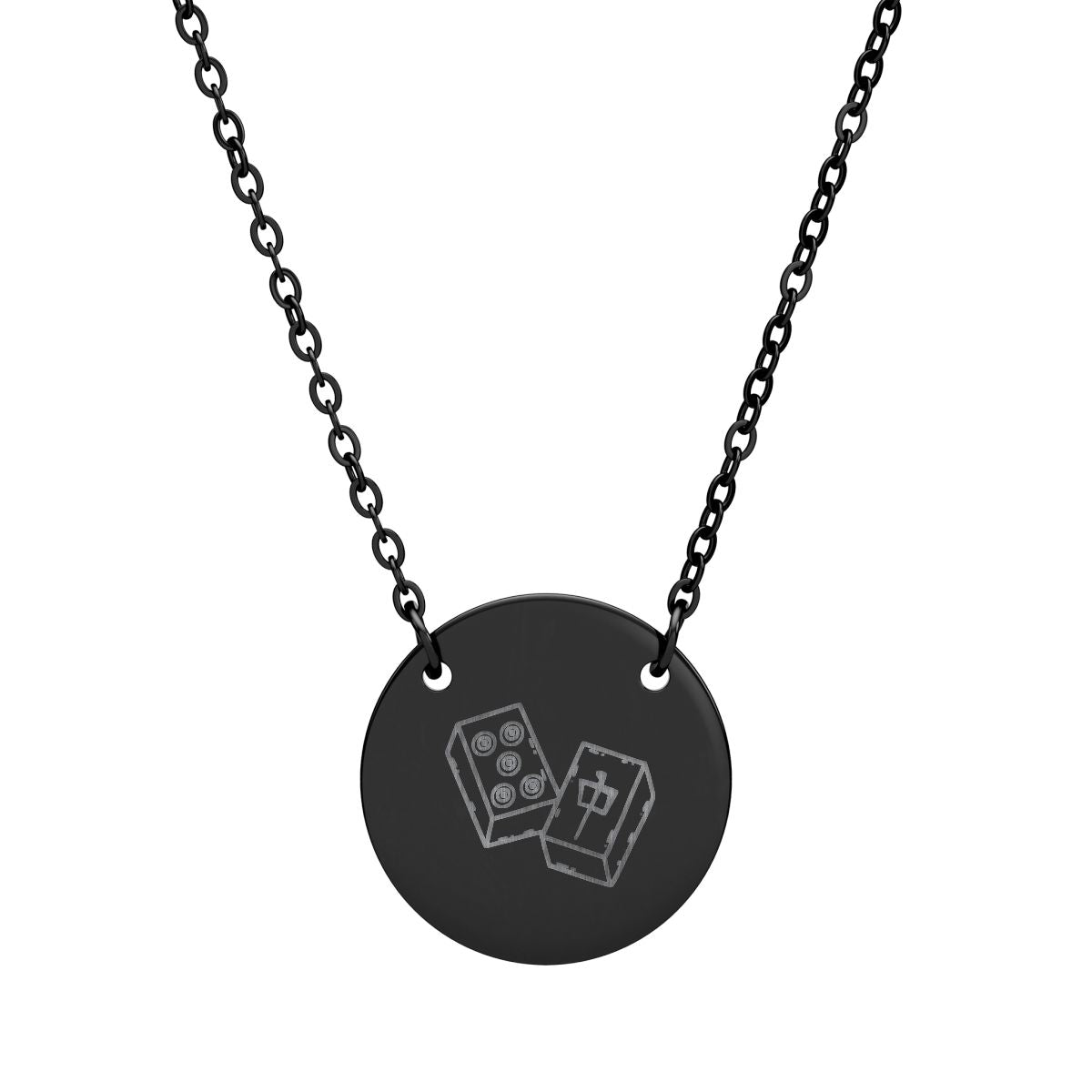Mahjong Engraved Circle Necklace — Minimalist Game - Lover Pendant - Splash of Color Co.