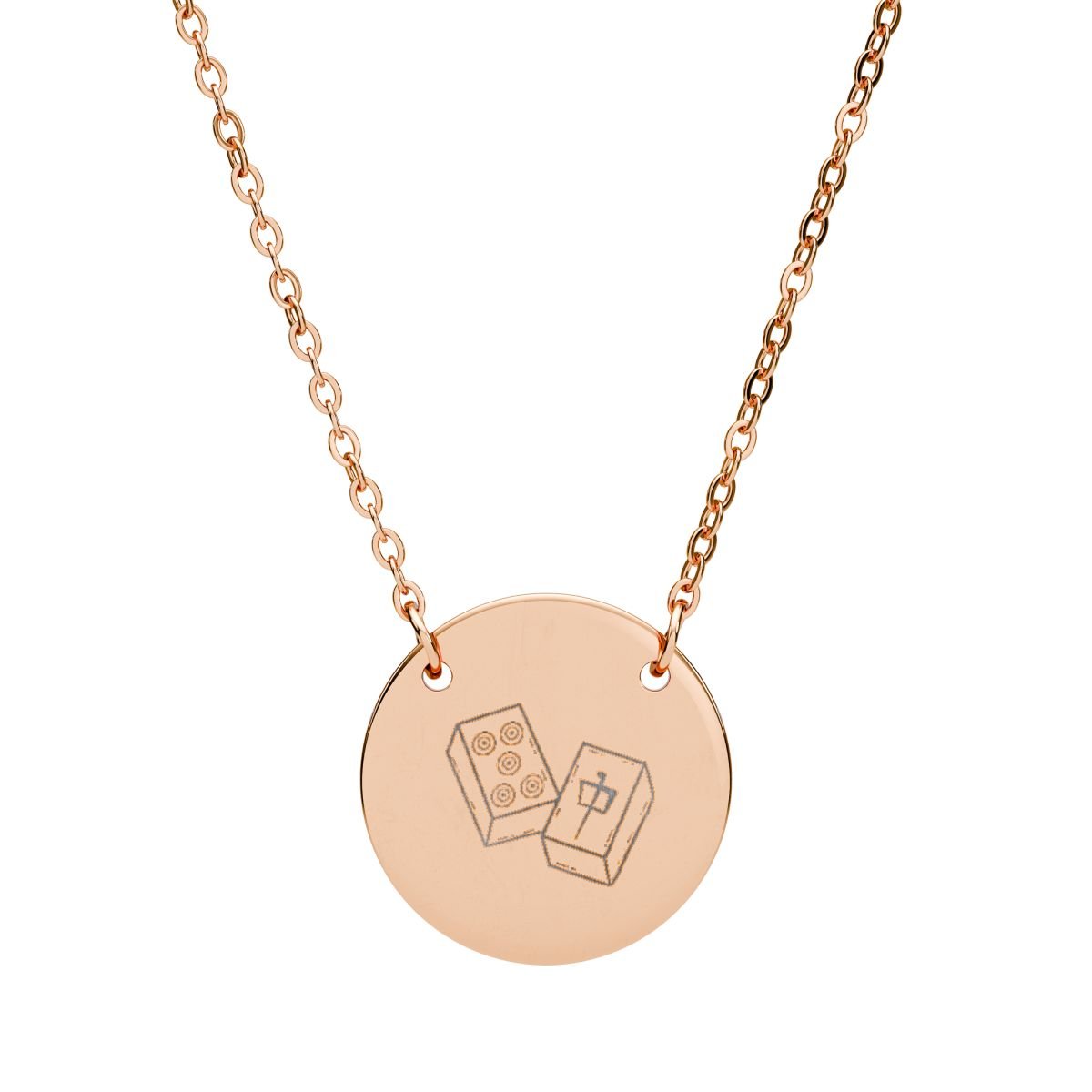 Mahjong Engraved Circle Necklace — Minimalist Game - Lover Pendant - Splash of Color Co.