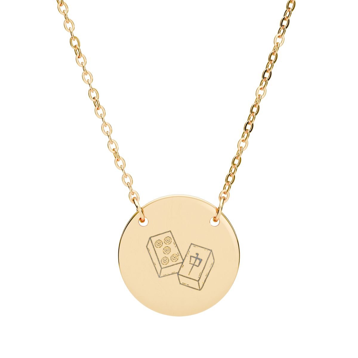 Mahjong Engraved Circle Necklace — Minimalist Game - Lover Pendant - Splash of Color Co.