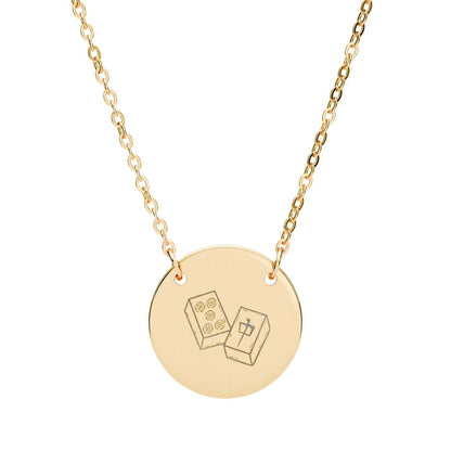 Mahjong Engraved Circle Necklace — Minimalist Game - Lover Pendant - Splash of Color Co.