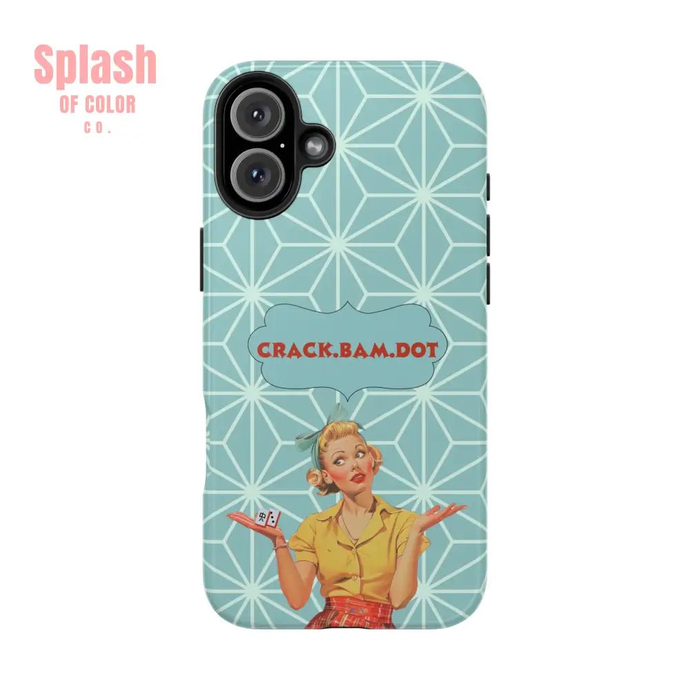 Mahjong Funny Phone Case, Crack Bam Dot Vintage Style, Funny Gift for Friends, Durable Protection, Perfect for Any Occasion - Splash of Color co.
