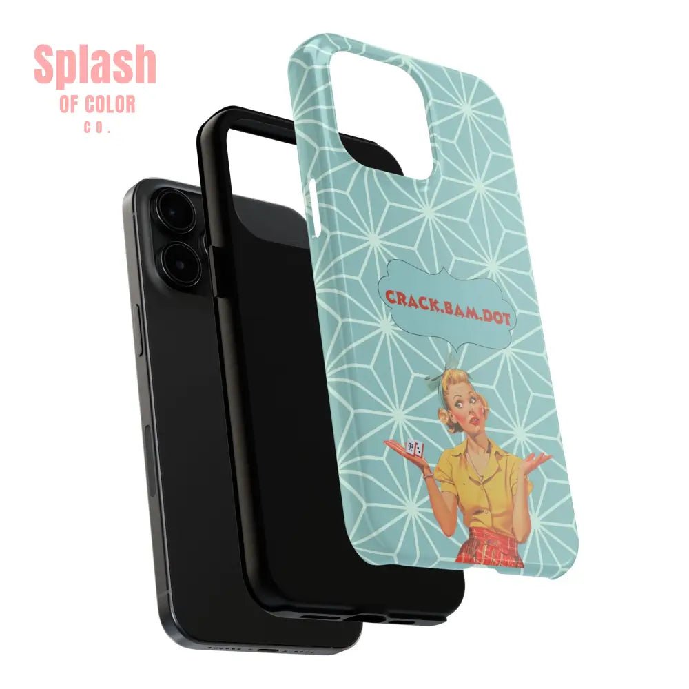 Mahjong Funny Phone Case, Crack Bam Dot Vintage Style, Funny Gift for Friends, Durable Protection, Perfect for Any Occasion - Splash of Color co.