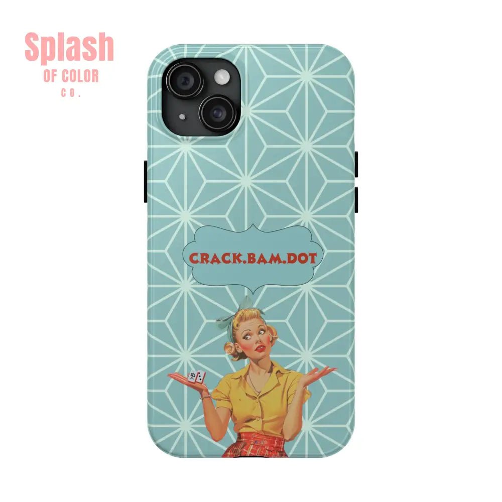 Mahjong Funny Phone Case, Crack Bam Dot Vintage Style, Funny Gift for Friends, Durable Protection, Perfect for Any Occasion - Splash of Color co.