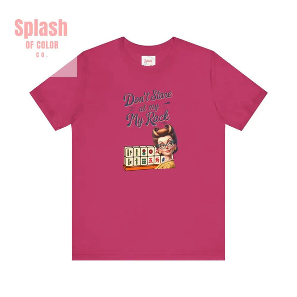 Mahjong Funny Tee Don’t Stare At My Rack - Berry / S - T-Shirt