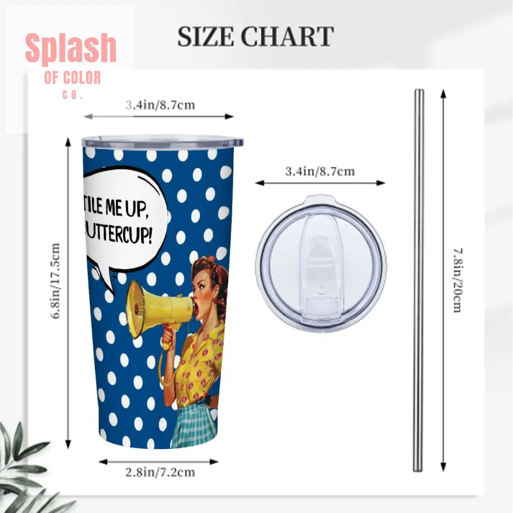 Mahjong Funny Tumbler Gift Tile Me Up Buttercup Blue White Polka Dot Stainless Steel Insulated Tumblers with Lid
