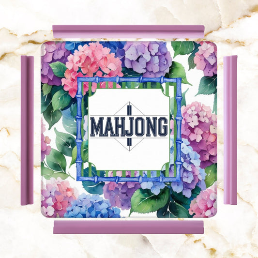 Mahjong Game Mat Mahj Enthusiasts Watercolor Hydrangea Pretty Preppu Mahjong Mat - 31.5’’x31.5’’ - Daily Accessories