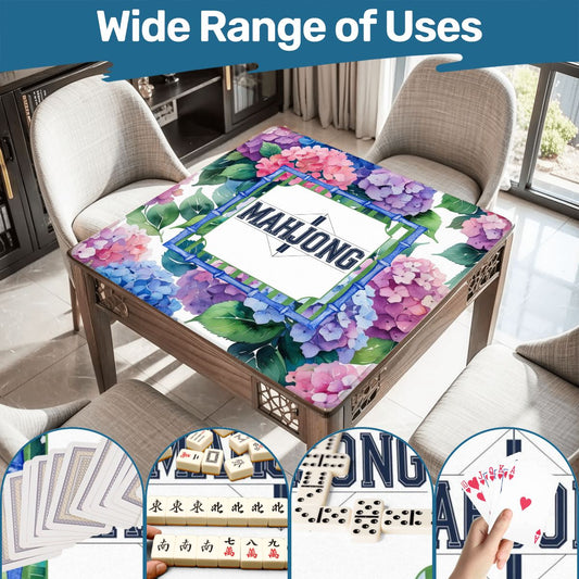Mahjong Game Mat Mahj Enthusiasts Watercolor Hydrangea Pretty Preppu Mahjong Mat - 31.5’’x31.5’’ - Daily Accessories