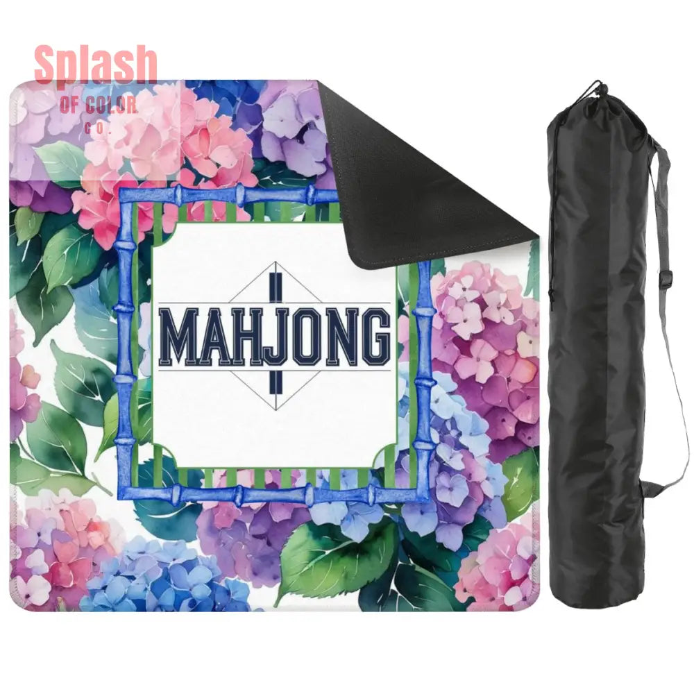 Mahjong Game Mat Mahj Enthusiasts Watercolor Hydrangea Pretty Preppu Mahjong Mat - 31.5’’x31.5’’ - Daily Accessories