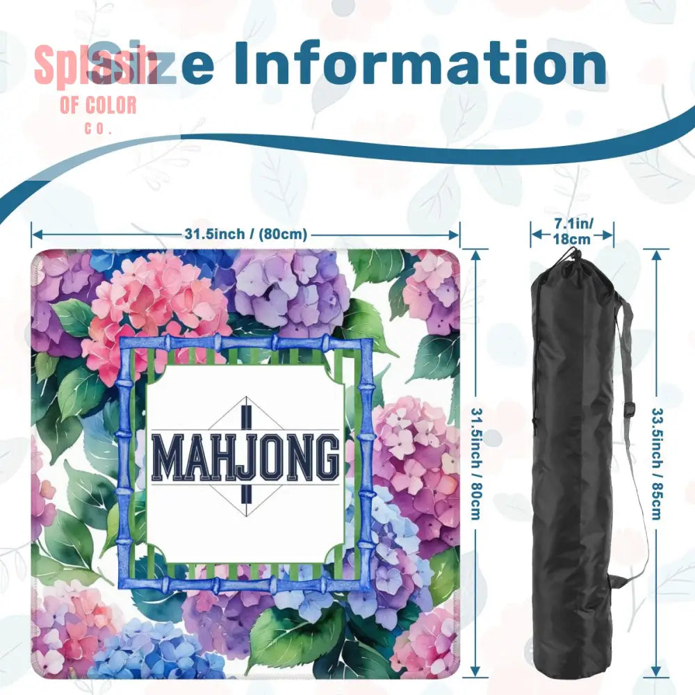 Mahjong Game Mat Mahj Enthusiasts Watercolor Hydrangea Pretty Preppu Mahjong Mat - 31.5’’x31.5’’ - Daily Accessories