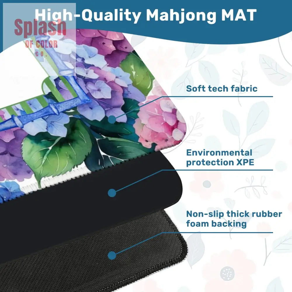 Mahjong Game Mat Mahj Enthusiasts Watercolor Hydrangea Pretty Preppu Mahjong Mat - 31.5’’x31.5’’ - Daily Accessories