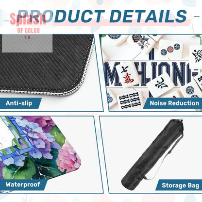 Mahjong Game Mat Mahj Enthusiasts Watercolor Hydrangea Pretty Preppu Mahjong Mat - 31.5’’x31.5’’ - Daily Accessories