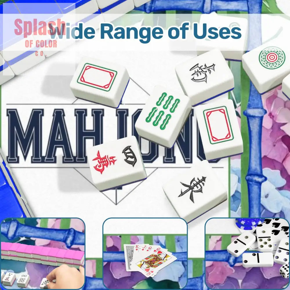 Mahjong Game Mat Mahj Enthusiasts Watercolor Hydrangea Pretty Preppu Mahjong Mat - 31.5’’x31.5’’ - Daily Accessories