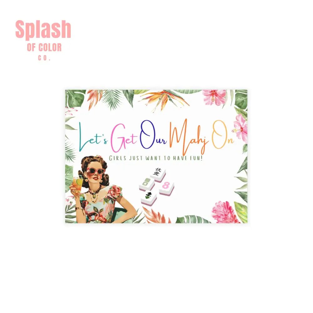Mahjong Game Night, Mahj Party Invitation Postcards - Splash of Color co.