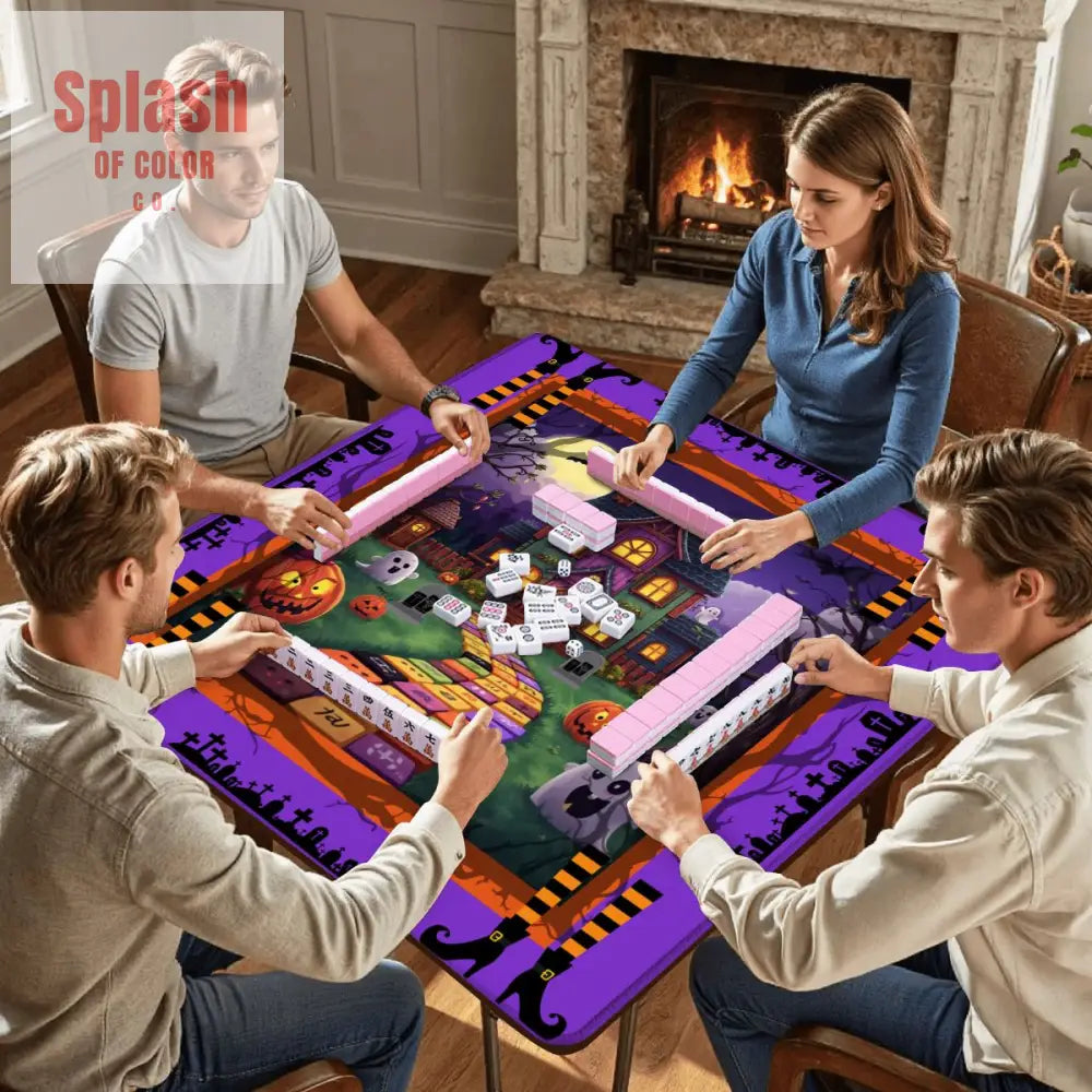 Mahjong Halloween Mat Limited Edition Spooky Mahj House Whimsical Game Play Daily Accessories