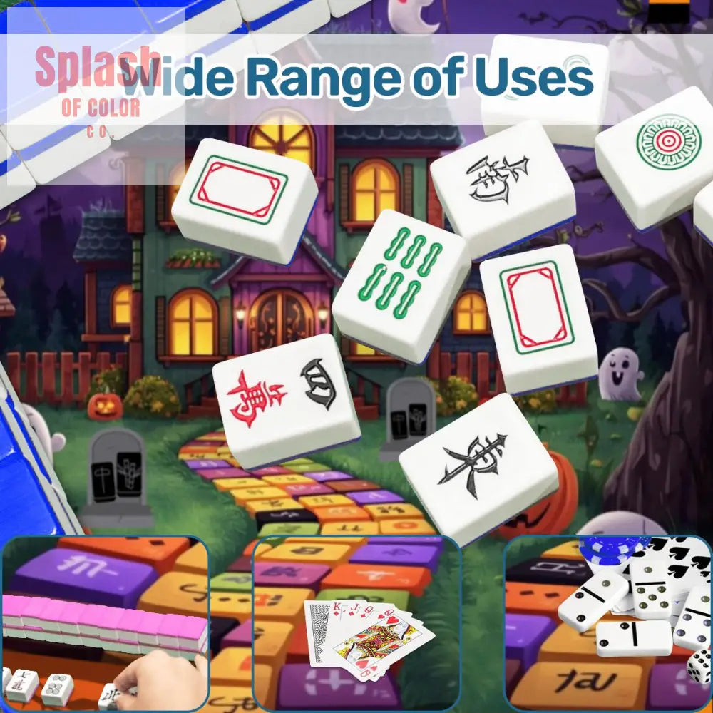 Mahjong Halloween Mat Limited Edition Spooky Mahj House Whimsical Game Play Daily Accessories