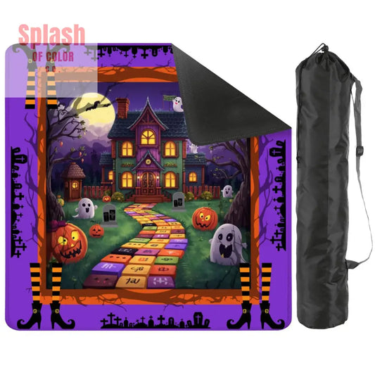 Mahjong Halloween Mat Limited Edition Spooky Mahj House Whimsical Game Play 2mm (Black Bag) Daily Accessories