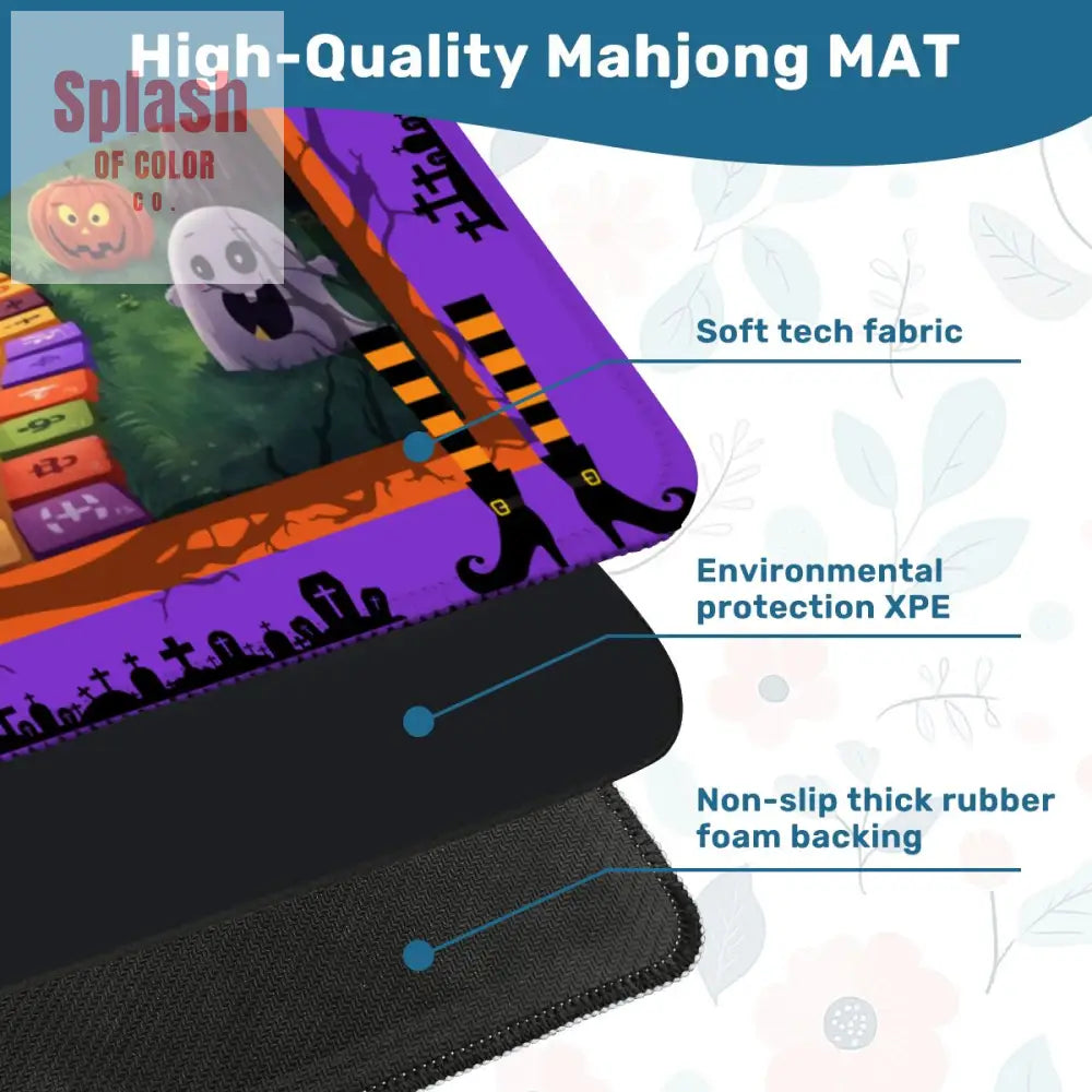 Mahjong Halloween Mat Limited Edition Spooky Mahj House Whimsical Game Play Daily Accessories