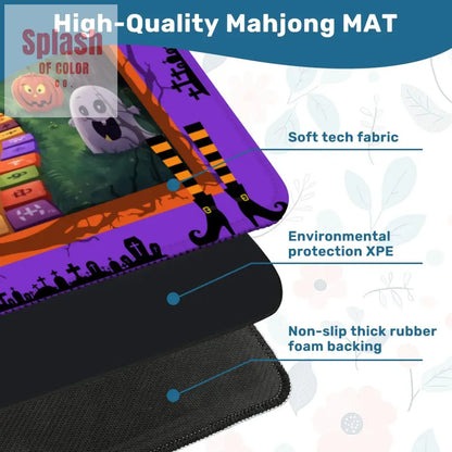 Mahjong Halloween Mat Limited Edition Spooky Mahj House Whimsical Game Play Daily Accessories