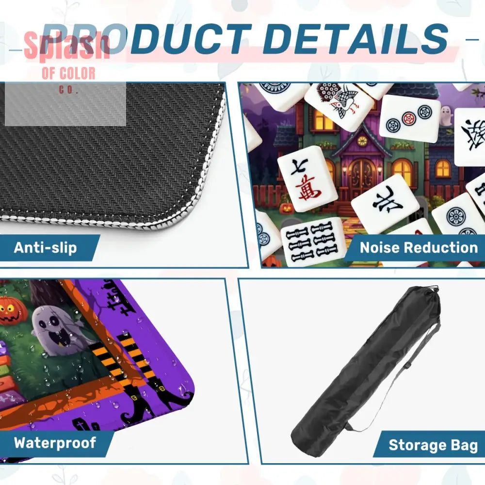 Mahjong Halloween Mat Limited Edition Spooky Mahj House Whimsical Game Play Daily Accessories