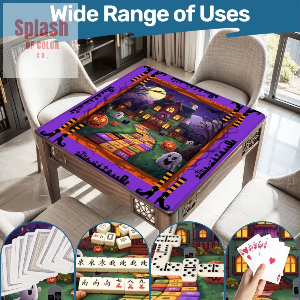 Mahjong Halloween Mat Limited Edition Spooky Mahj House Whimsical Game Play Daily Accessories