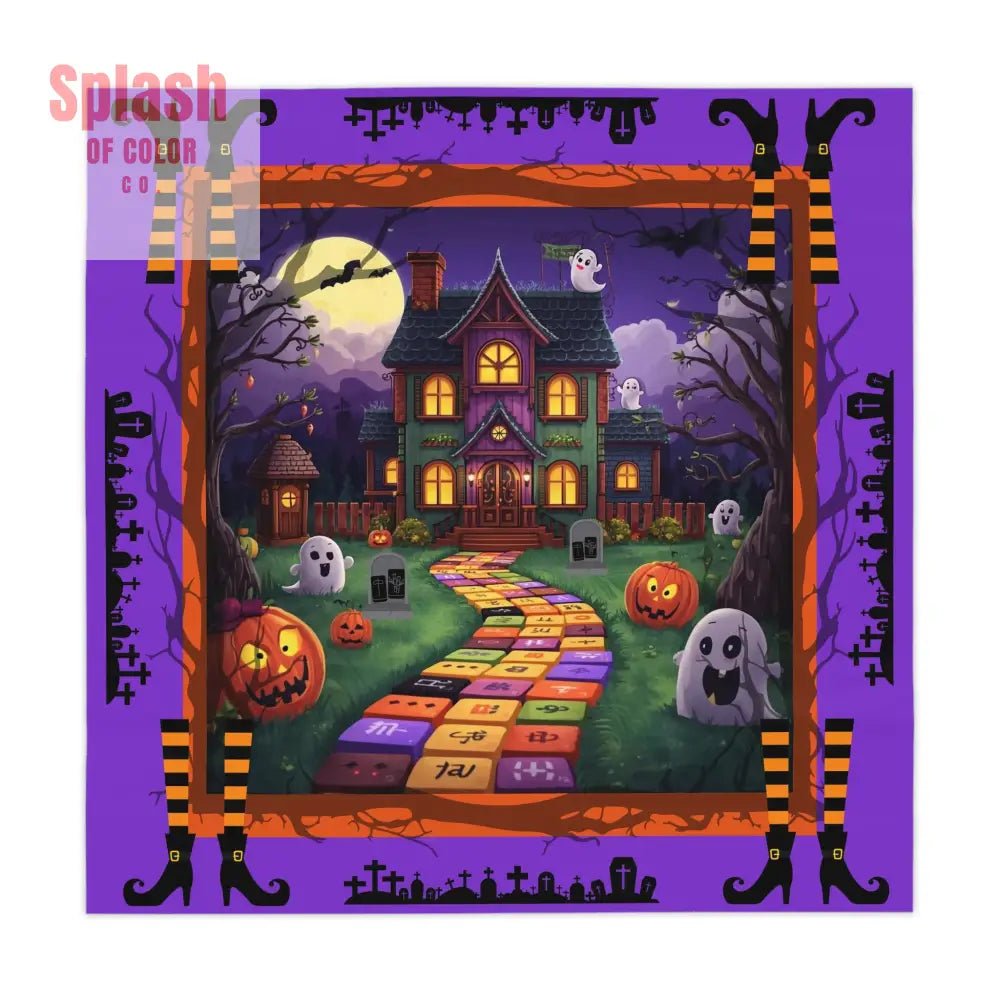 Mahjong Halloween - Themed Tablecloth, Spooky Party Decor,Mahjong Tile House Design, Boo - tiful Dining Accessory - Splash of Color co.