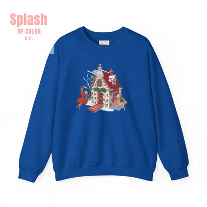 Mahjong Holiday Crewneck Sweatshirt Whimsical Mahj Tile House Design And Vintage Ladies S / Royal Sweatshirt