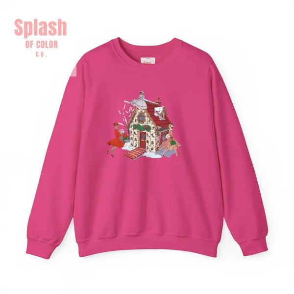 Mahjong Holiday Crewneck Sweatshirt Whimsical Mahj Tile House Design And Vintage Ladies - Splash of Color co.
